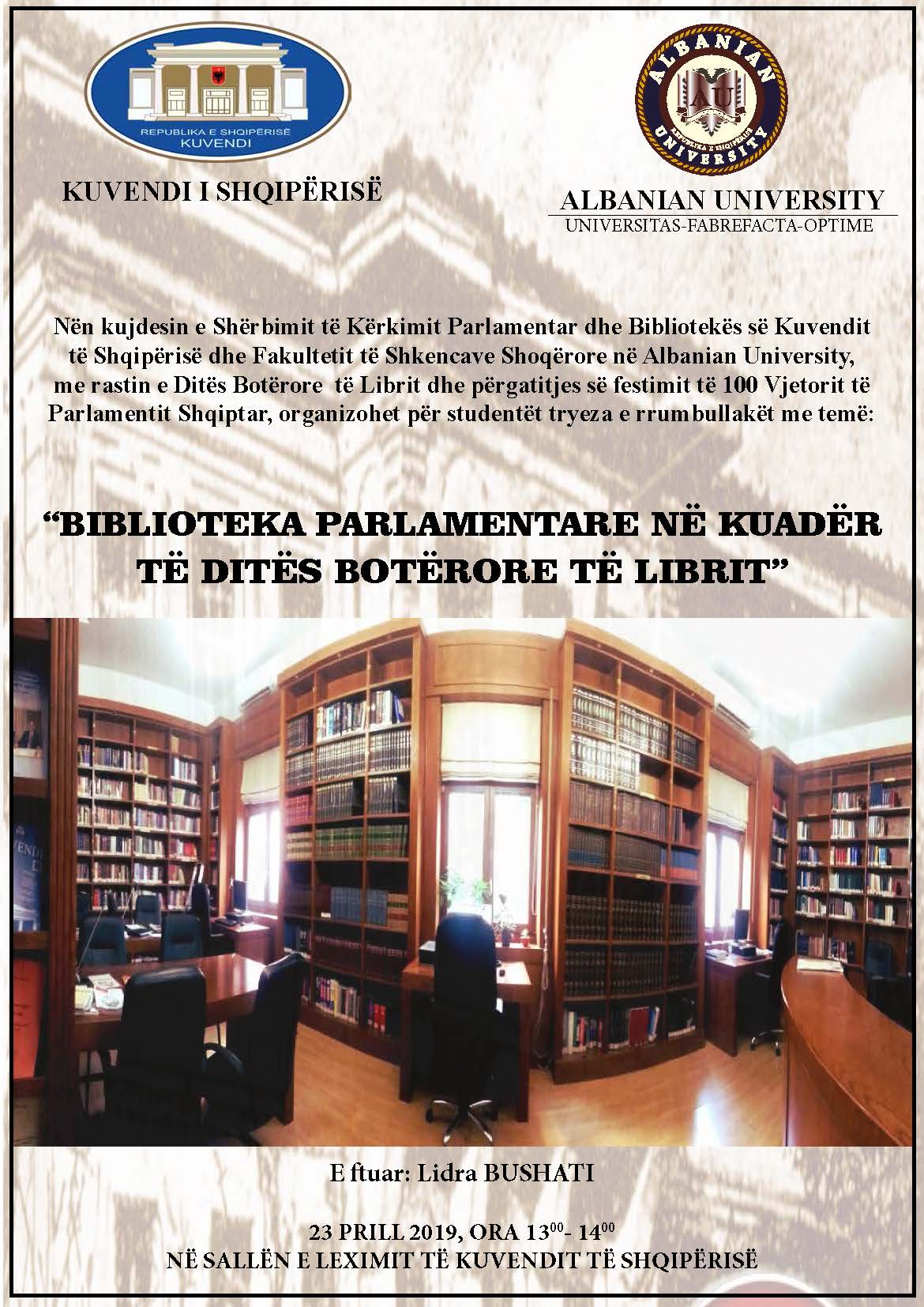 Biblioteka parlamentare në kuadër të ditës botërore të librit